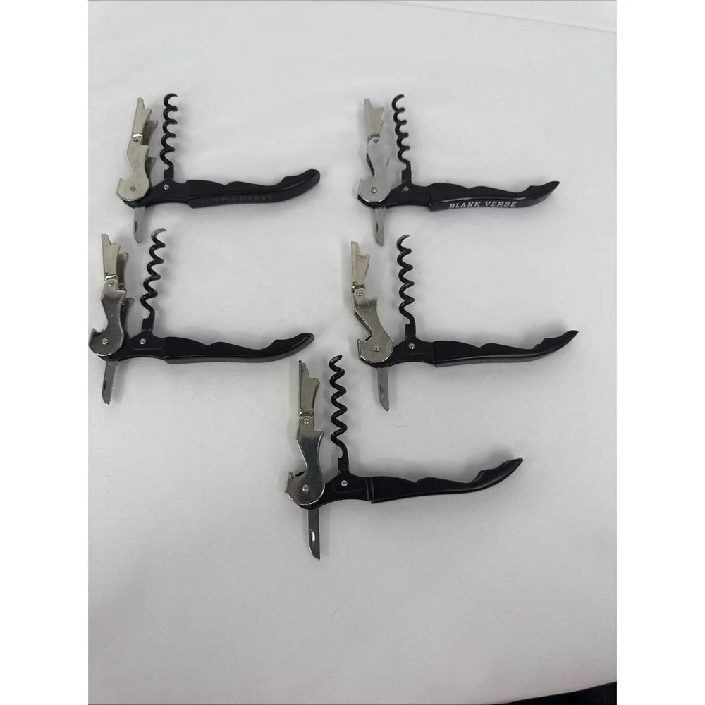 Lot of 5 Wine Bottle 2 Step Opener Corkscrews with Foil Cutter